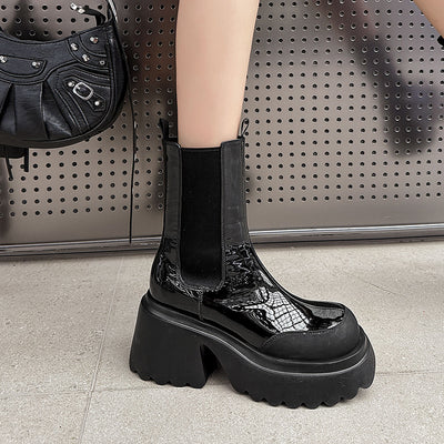 Botas Martin de Cuero Impermeable con Plataforma y Tacón Grueso para Otoño e Invierno - Image 11