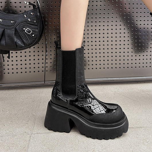 Botas Martin de Cuero Impermeable con Plataforma y Tacón Grueso para Otoño e Invierno - Image 11
