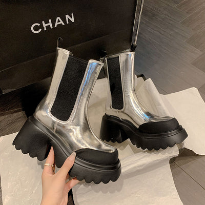 Botas Martin de Cuero Impermeable con Plataforma y Tacón Grueso para Otoño e Invierno - Image 13