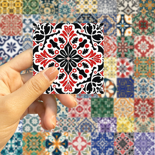 Set of 50 colorful mandala and retro graffiti stickers with intricate patterns for phone cases and luggage. - Image 25