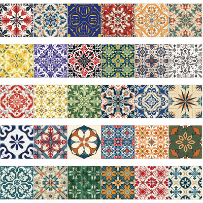 Set of 50 colorful mandala and retro graffiti stickers with intricate patterns for phone cases and luggage. - Image 28