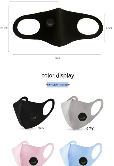 Pink knitted face mask with a black breather valve, designed for dust protection and comfortable wear. - Image 23