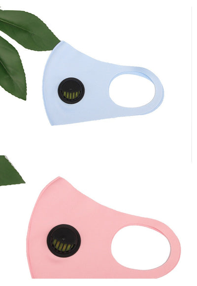 Pink knitted face mask with a black breather valve, designed for dust protection and comfortable wear. - Image 26