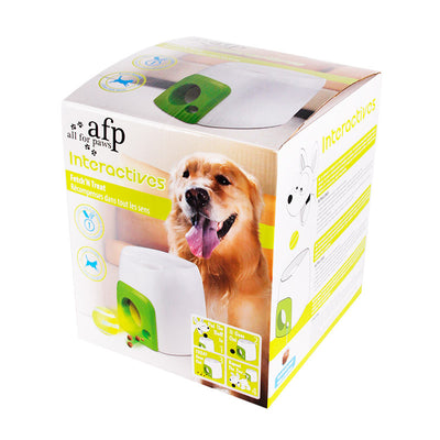 White and lime green interactive pet dog baseball food reward machine with tennis balls and treats. - Image 8