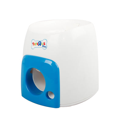 White and lime green interactive pet dog baseball food reward machine with tennis balls and treats. - Image 9