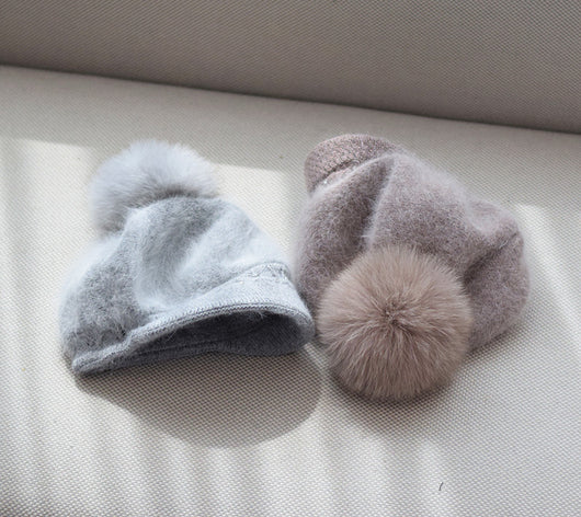 Gorro de Invierno con Pompón de Piel de Zorro y Perlas - Gorro de Punto Elegante para Mujer - Image 18