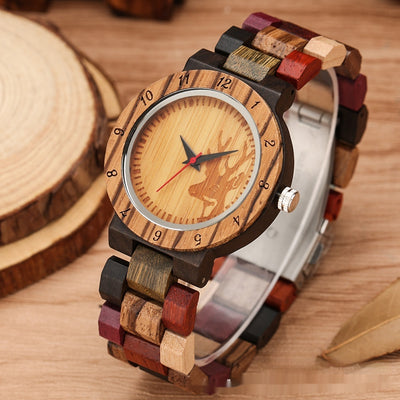Reloj de Pulsera Mujer Madera Cuarzo Diseño Alce Colorido - Image 7
