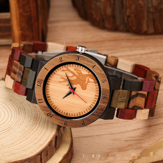 Reloj de Pulsera Mujer Madera Cuarzo Diseño Alce Colorido - Image 8