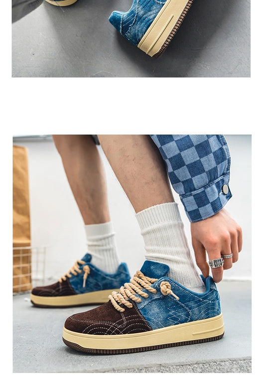 Zapatos de Skate Denim Casual para Hombre - Cordones Planos - Image 9