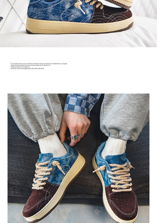 Zapatos de Skate Denim Casual para Hombre - Cordones Planos - Image 14