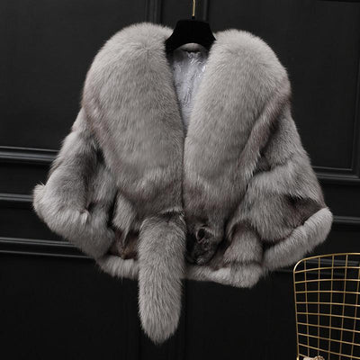 Abrigo de Piel de Zorro y Cuero para Otoño e Invierno - Image 25