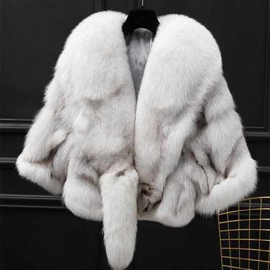 Abrigo de Piel de Zorro y Cuero para Otoño e Invierno - Image 26