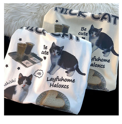 Playera de Gato Cartoon Cuello Redondo Manga Corta Unisex - Image 16