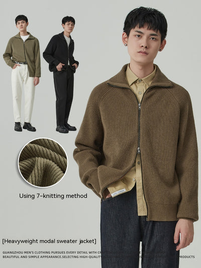 Cardigan Grueso para Hombre Anti-Pilling Corte Holgado - Image 25