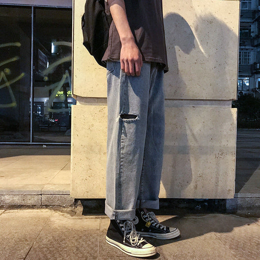 Jeans Rectos Rotos Estilo Coreano Oversized - Image 3