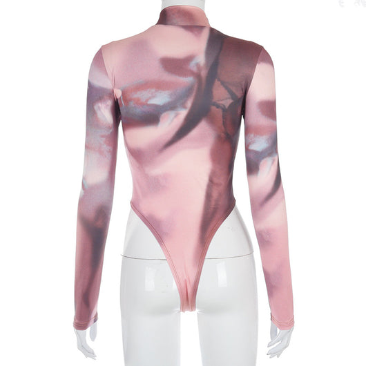 Bodysuit Ajustado de Cuello Redondo con Estampado y Mangas Largas para Mujer - Image 12