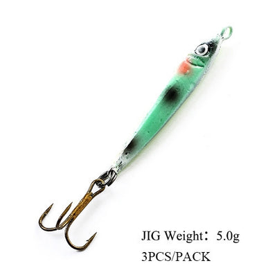 Kit de 3 Anzuelos Micro Jig de 5G para Pesca en Hielo - Señuelos de Placa Metálica - Image 22