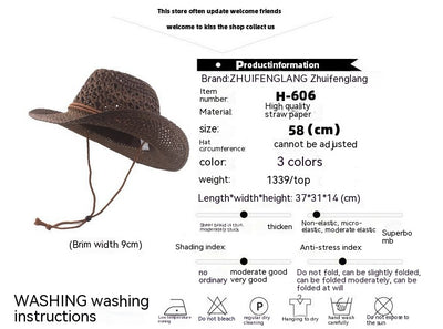 Sombrero Vaquero Tejido a Mano con Protección Solar - Image 11