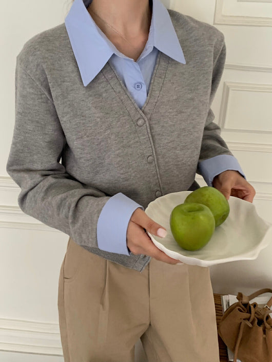 Suéter Ejecutivo Dos Texturas - Camisa y Punto Combinado para Mujer - Image 14