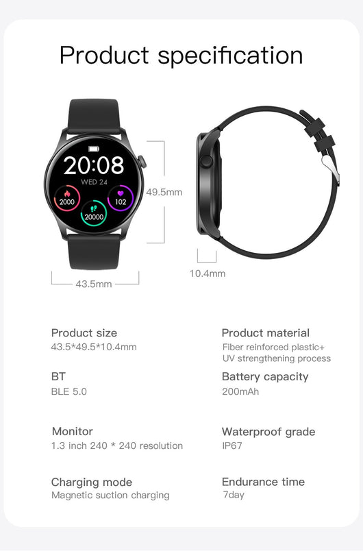 Reloj Inteligente con Monitor de Frecuencia Cardíaca y Presión Arterial - Image 39