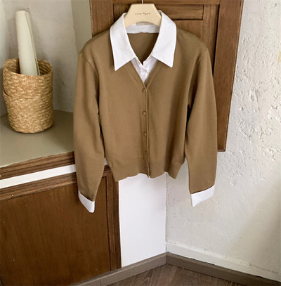 Suéter Ejecutivo Dos Texturas - Camisa y Punto Combinado para Mujer - Image 23