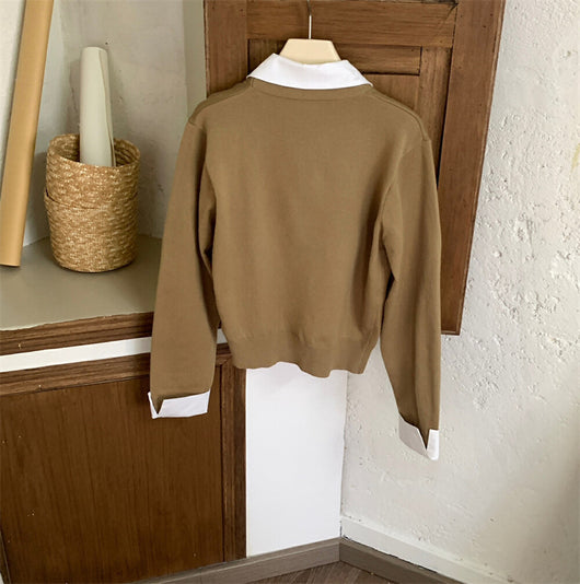 Suéter Ejecutivo Dos Texturas - Camisa y Punto Combinado para Mujer - Image 27