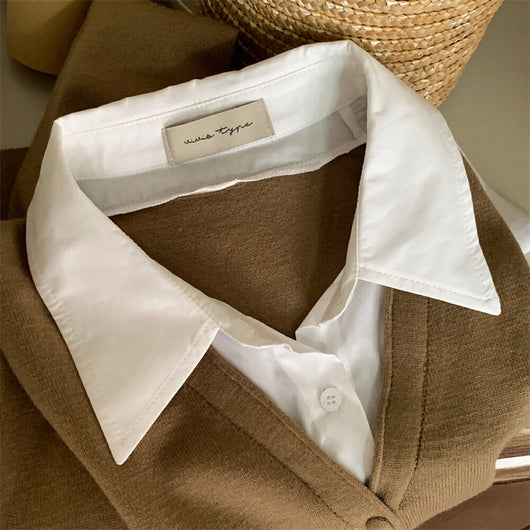 Suéter Ejecutivo Dos Texturas - Camisa y Punto Combinado para Mujer - Image 33