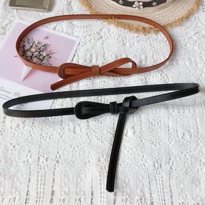 Cinturón Delgado de Cuero Sintético para Mujer con Nudo Decorativo - Image 16
