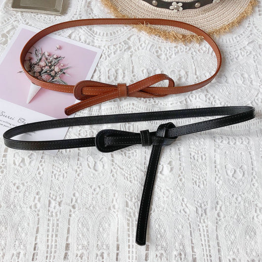 Cinturón Delgado de Cuero Sintético para Mujer con Nudo Decorativo - Image 16