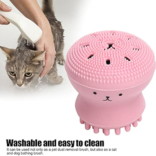 Cepillo de Baño para Perros y Gatos con Dispensador de Champú