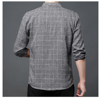 Camisa Cuadriculada de Lino para Hombre Maduro - Image 12