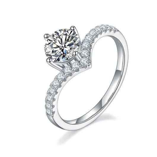 Anillo de Moissanita en V de 1 Quilate - Estilo Coreano Moderno - Image 7