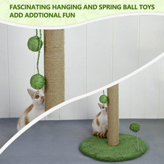 Rascador Doble con Bolas Colgantes para Gatos - Tabla de Sisal - Image 4