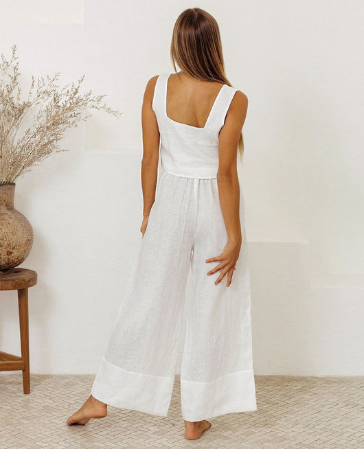 Conjunto Holgado de Lino y Algodón - Chaleco sin Mangas y Pantalón Suelto - Image 6