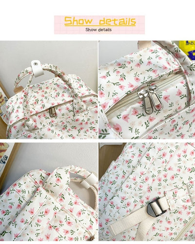 Mochila Escolar Estilo Coreano con Flores para Niñas - Primaria y Secundaria - Image 9