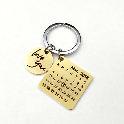 Llavero Calendario Personalizado Grabado a Mano Acero Inoxidable Regalo Pareja - Image 13
