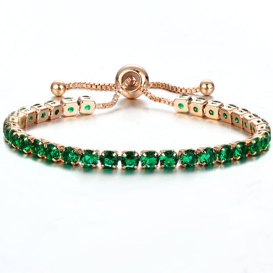 Pulsera de Cristal con Deslizador Ajustable - Joyería Chapada en Oro para Mujer