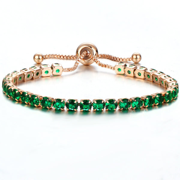 Pulsera de Cristal con Deslizador Ajustable - Joyería Chapada en Oro para Mujer