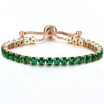 Pulsera de Cristal con Deslizador Ajustable - Joyería Chapada en Oro para Mujer
