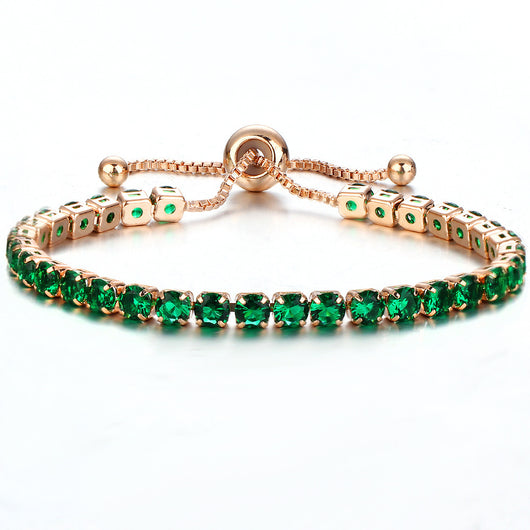 Pulsera de Cristal con Deslizador Ajustable - Joyería Chapada en Oro para Mujer