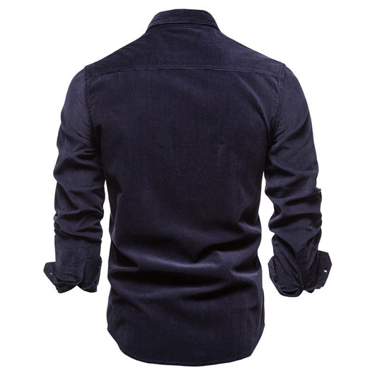 Camisa Azul de Manga Larga para Hombre - Estilo Universitario - Image 13