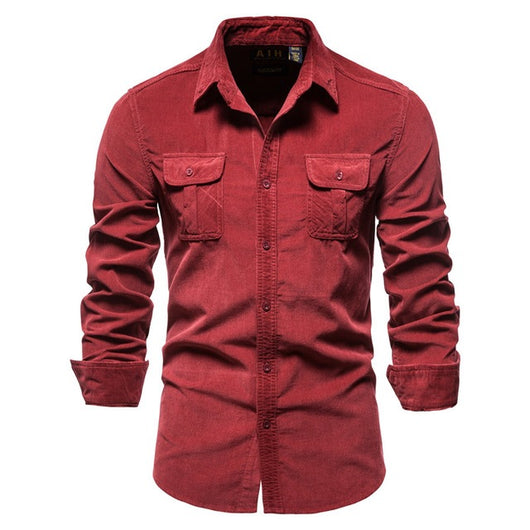Camisa Azul de Manga Larga para Hombre - Estilo Universitario - Image 14