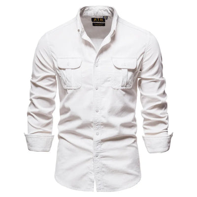 Camisa Azul de Manga Larga para Hombre - Estilo Universitario - Image 20