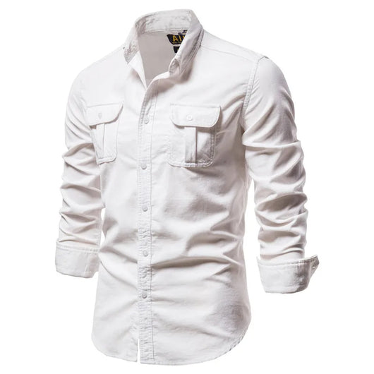 Camisa Azul de Manga Larga para Hombre - Estilo Universitario - Image 22