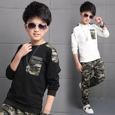 Conjunto Deportivo Infantil Camuflaje de Algodón - Sudadera y Pantalón Largos