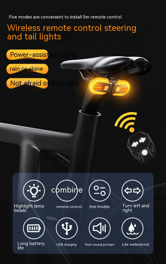 Luz Trasera Inteligente para Bicicleta con Control Remoto y Carga USB - Image 8