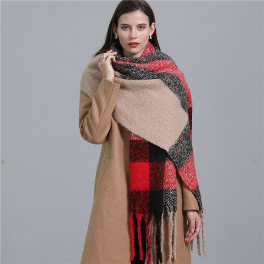 Bufanda Chal de Cachemira Gruesa a Cuadros para Invierno - Image 9