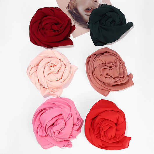Pañuelo Chifón Plisado Transpirable para Mujer - Diseño Monocromo Elegante - Image 26