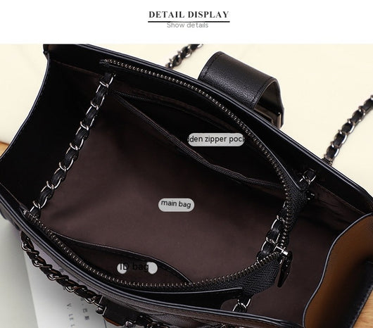 Bolso Bandolera Cuadrado Pequeño de Cuero Genuino con Cadena - Image 19