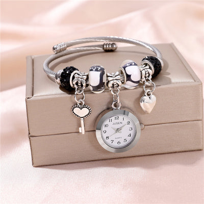 Reloj Pulsera Mujer con Colgante Corazón y Llave - Cuarzo - Image 6